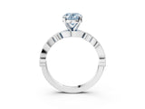 White gold Fancy Blue Oval  Milgrain Bezel Diamond Engagement Ring with Solitaire Prong Setting_135