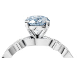 White gold Fancy Blue Oval  Milgrain Bezel Diamond Engagement Ring with Solitaire Prong Setting_136