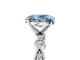 White gold Fancy Blue Oval  Milgrain Bezel Diamond Engagement Ring with Solitaire Prong Setting_137