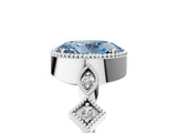 White gold Fancy Blue Oval  Milgrain Marquise Diamond Twist Band Ring_67