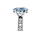 White gold Fancy Blue Oval  Milgrain Pave Diamond Engagement Ring with Four-Prong Setting_171