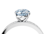 White gold Fancy Blue Oval  Milgrain Pave Diamond Engagement Ring with Four-Prong Setting_175