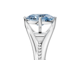 White gold Fancy Blue Oval  Solitaire Beaded Band Six-Prong Setting_5
