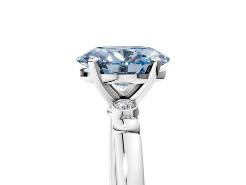 White gold Fancy Blue Oval  Solitaire Beaded Band with Four-Prong Setting_29