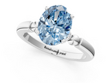 White gold Fancy Blue Oval  Solitaire Beaded Band with Four-Prong Setting_60