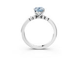 White gold Fancy Blue Oval  Solitaire Beaded Band with Four-Prong Setting_62
