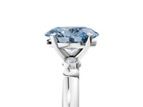 White gold Fancy Blue Oval  Solitaire Beaded Band with Four-Prong Setting_64