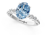 White gold Fancy Blue Oval  Solitaire Bezel Accent Diamond Engagement Ring with Beaded Band and Four-Prong Setting_32