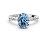 White gold Fancy Blue Oval  Solitaire Bezel Accent Diamond Engagement Ring with Beaded Band and Four-Prong Setting_37