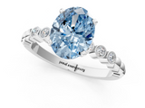 White gold Fancy Blue Oval  Solitaire Bezel Accent Diamond Engagement Ring with Beaded Band and Four-Prong Setting_49