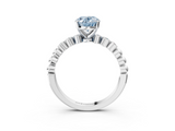 White gold Fancy Blue Oval  Solitaire Bezel Accent Diamond Engagement Ring with Beaded Band and Four-Prong Setting_56