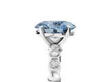White gold Fancy Blue Oval  Solitaire Bezel Accent Diamond Engagement Ring with Beaded Band and Four-Prong Setting_58