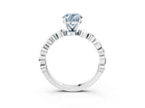 White gold Fancy Blue Oval  Solitaire Bezel-Set Diamond Ring with Beaded Band and Four-Prong Setting_35