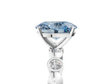White gold Fancy Blue Oval  Solitaire Bezel-Set Diamond Ring with Beaded Band and Four-Prong Setting_37