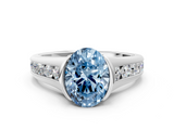White gold Fancy Blue Oval  Solitaire Bezel-Set Diamond Ring with Channel-Set Band_37
