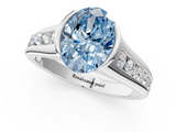 White gold Fancy Blue Oval  Solitaire Bezel-Set Diamond Ring with Channel-Set Band_38