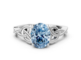 White gold Fancy Blue Oval  Solitaire Celtic Knot Engagement Ring with Four-Prong Setting_73