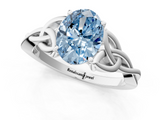 White gold Fancy Blue Oval  Solitaire Celtic Knot Engagement Ring with Four-Prong Setting_74