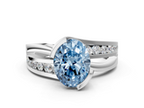 White gold Fancy Blue Oval  Solitaire Channel-Set Split Shank Ring with Tension Prong Setting_3