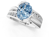 White gold Fancy Blue Oval  Solitaire Channel-Set Split Shank Ring with Tension Prong Setting_4