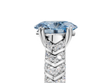 White gold Fancy Blue Oval  Solitaire Chevron Pave Diamond Engagement Ring with Six-Prong Setting_8