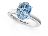 White gold Fancy Blue Oval  Solitaire Diamond Engagement Ring with Four-Prong Setting on a Classic Band_4