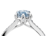 White gold Fancy Blue Oval  Solitaire Diamond Engagement Ring with Pave Band and Six-Prong Setting_25