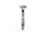 White gold Fancy Blue Oval  Solitaire Diamond Engagement Ring with XO Engraved Band and Four-Prong Setting 3
