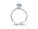 White gold Fancy Blue Oval  Solitaire Diamond Engagement Ring with XO Engraved Band and Four-Prong Setting 4