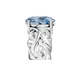 White gold Fancy Blue Oval  Solitaire Diamond Leaf Vine Band with Prong Setting_29