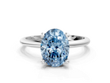 White gold Fancy Blue Oval  Solitaire Diamond Ring with 4-Prong Setting on a Classic Band_3