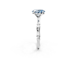 White gold Fancy Blue Oval  Solitaire Diamond Ring with Bamboo Band and Four-Prong Setting_113