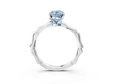 White gold Fancy Blue Oval  Solitaire Diamond Ring with Bamboo Band and Four-Prong Setting_114