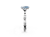 White gold Fancy Blue Oval  Solitaire Diamond Ring with Bamboo Band and Four-Prong Setting_114