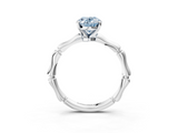 White gold Fancy Blue Oval  Solitaire Diamond Ring with Bamboo Band and Four-Prong Setting_116