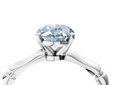 White gold Fancy Blue Oval  Solitaire Diamond Ring with Bamboo Band and Four-Prong Setting_117