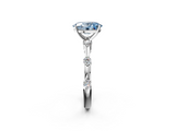 White gold Fancy Blue Oval  Solitaire Diamond Ring with Bezel Set Side Stones and Prong Setting_5