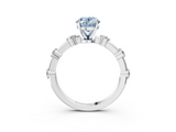 White gold Fancy Blue Oval  Solitaire Diamond Ring with Bezel Set Side Stones and Prong Setting_6