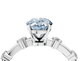 White gold Fancy Blue Oval  Solitaire Diamond Ring with Bezel Set Side Stones and Prong Setting_7