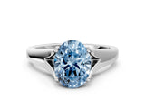 White gold Fancy Blue Oval  Solitaire Diamond Ring with Cathedral Band and Four-Prong Setting_66