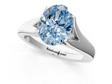 White gold Fancy Blue Oval  Solitaire Diamond Ring with Cathedral Band and Four-Prong Setting_67