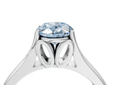 White gold Fancy Blue Oval  Solitaire Diamond Ring with Cathedral Band and Four-Prong Setting_70