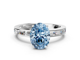 White gold Fancy Blue Oval  Solitaire Diamond Ring with Channel-Set Baguette Band and Four-Prong Setting_85