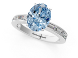 White gold Fancy Blue Oval  Solitaire Diamond Ring with Channel-Set Baguette Band and Four-Prong Setting_86