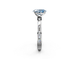 White gold Fancy Blue Oval  Solitaire Diamond Ring with Channel-Set Baguette Band and Four-Prong Setting_87
