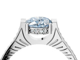 White gold Fancy Blue Oval  Solitaire Diamond Ring with Channel Set Band and Bezel Prong Setting_60