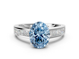 White gold Fancy Blue Oval  Solitaire Diamond Ring with Channel-Set Band and Four-Prong Setting_3