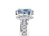 White gold Fancy Blue Oval  Solitaire Diamond Ring with Channel Set Band and Six-Prong Setting_53