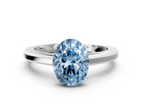 White gold Fancy Blue Oval  Solitaire Diamond Ring with Four-Prong Setting and Classic Band_3