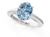 White gold Fancy Blue Oval  Solitaire Diamond Ring with Four-Prong Setting and Classic Band_4